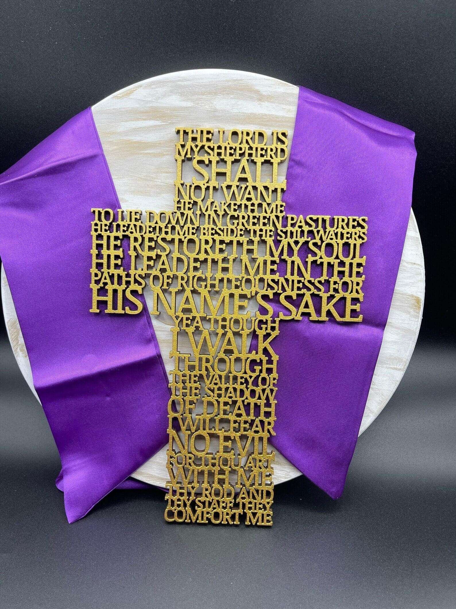 Psalms 23 Lords Prayer Wooden Cross