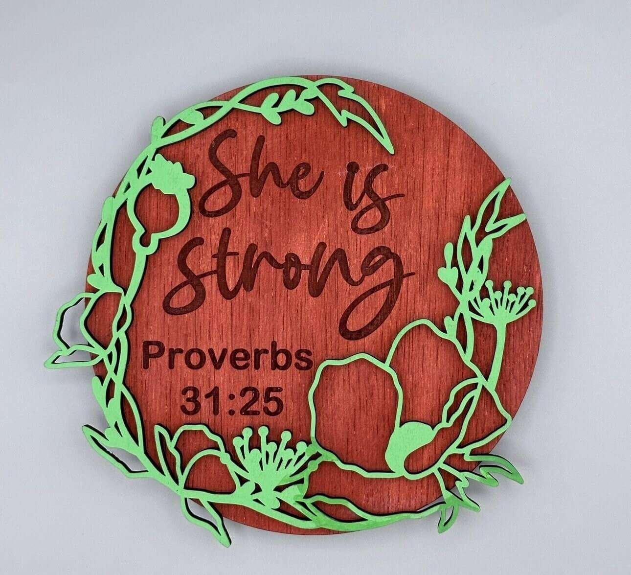 Proverbs 31:25 'She Is Strong' Floral Round