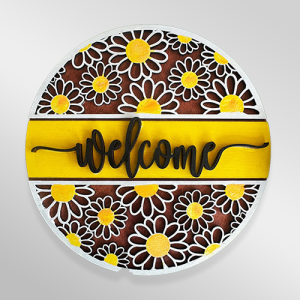 'Welcome' Daisy Flowers Wall Hanger