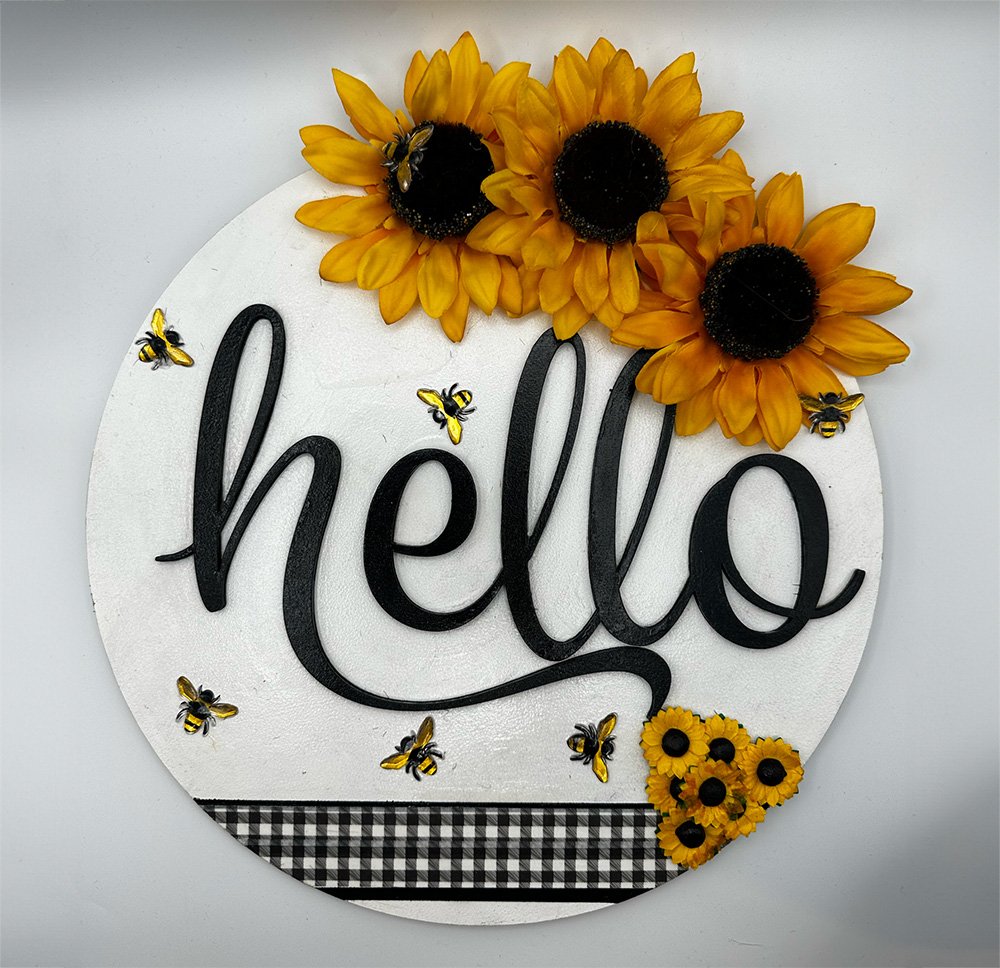Hello Sunflowers Decorative Wall Hanger